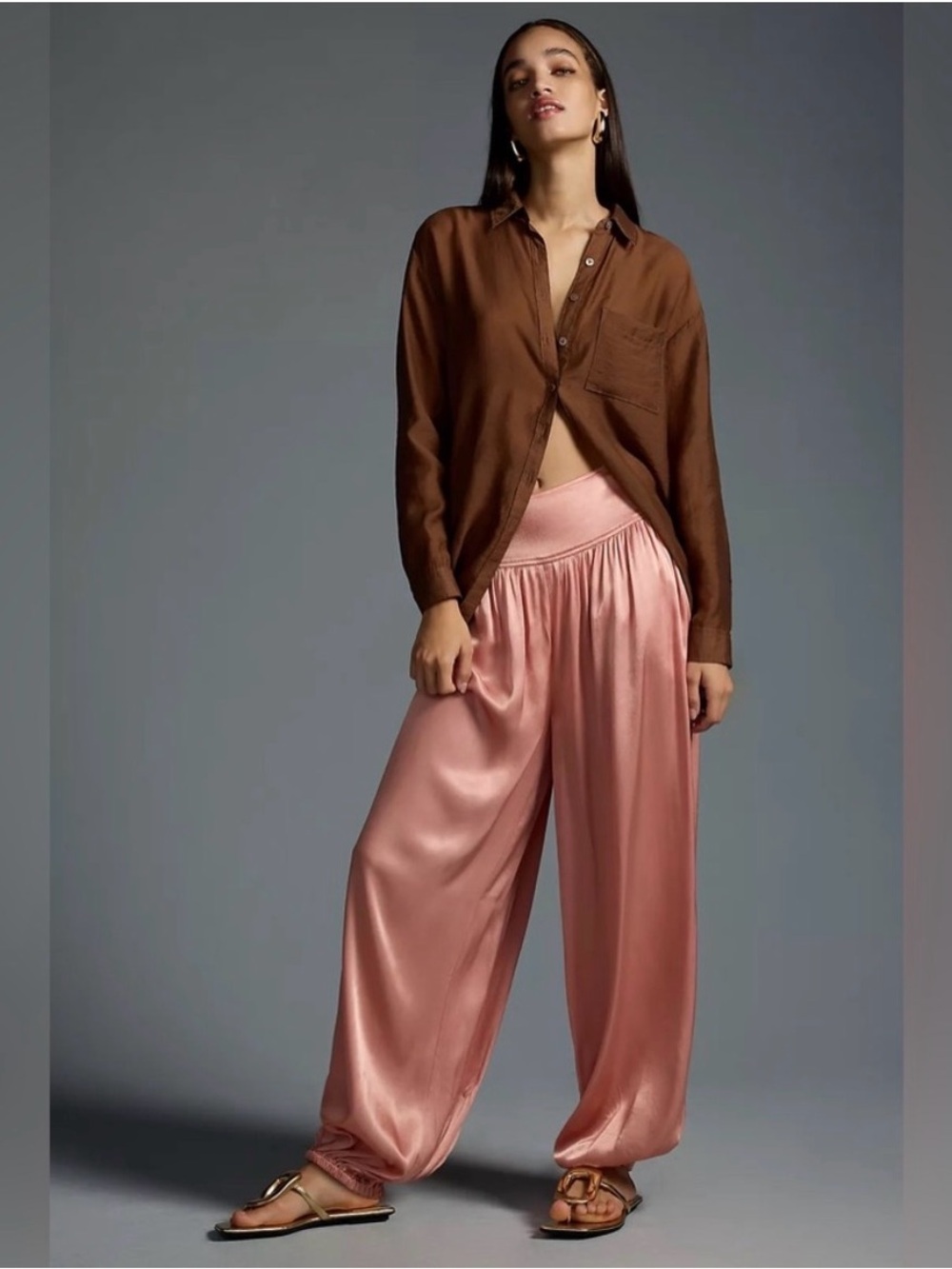 Silky Rose Wide-Leg Satin Pants - Women